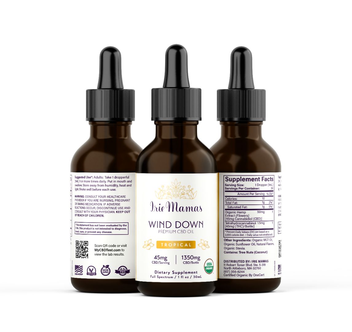 Organic Wind Down Tincture | Tropical Flavor, 1350mg Premium CBD