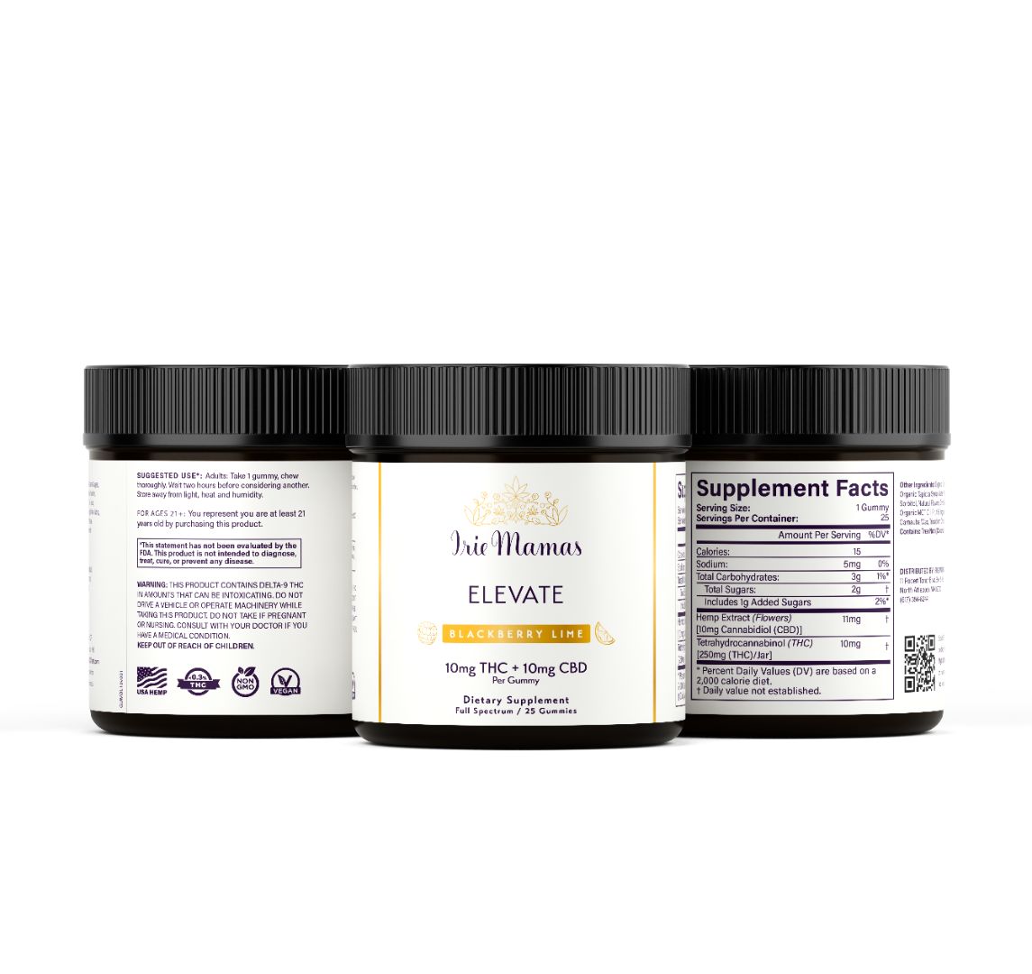 Elevate | Blackberry Lime  Gummy, 10mg THC + 10mg Premium CBD