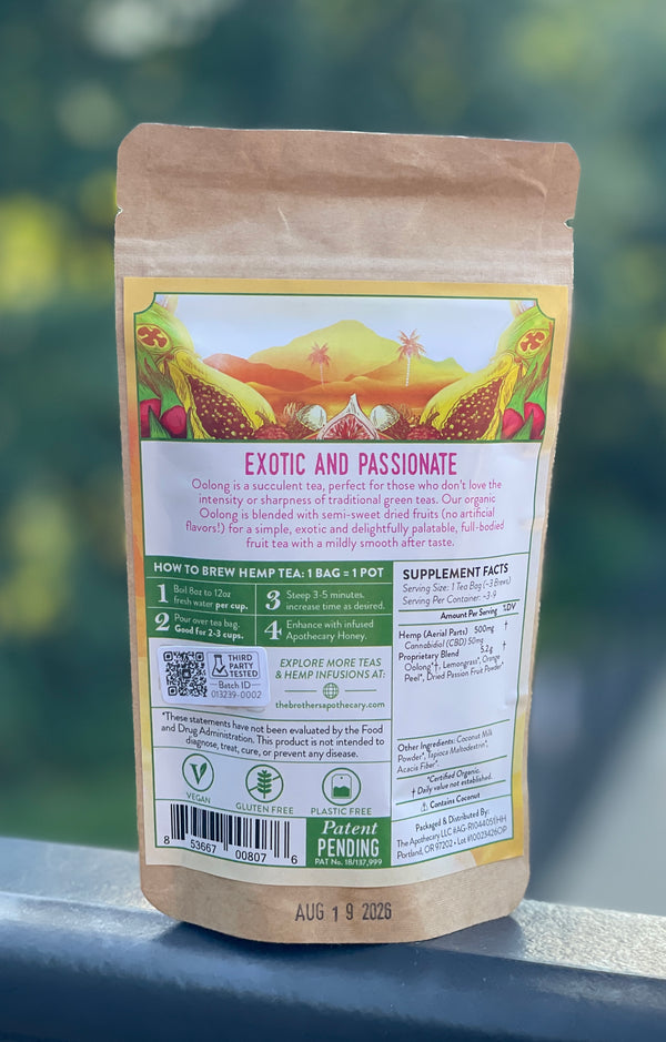 Oolong Passion CBD Tea - Infused Herbal Tea with Lemongrass