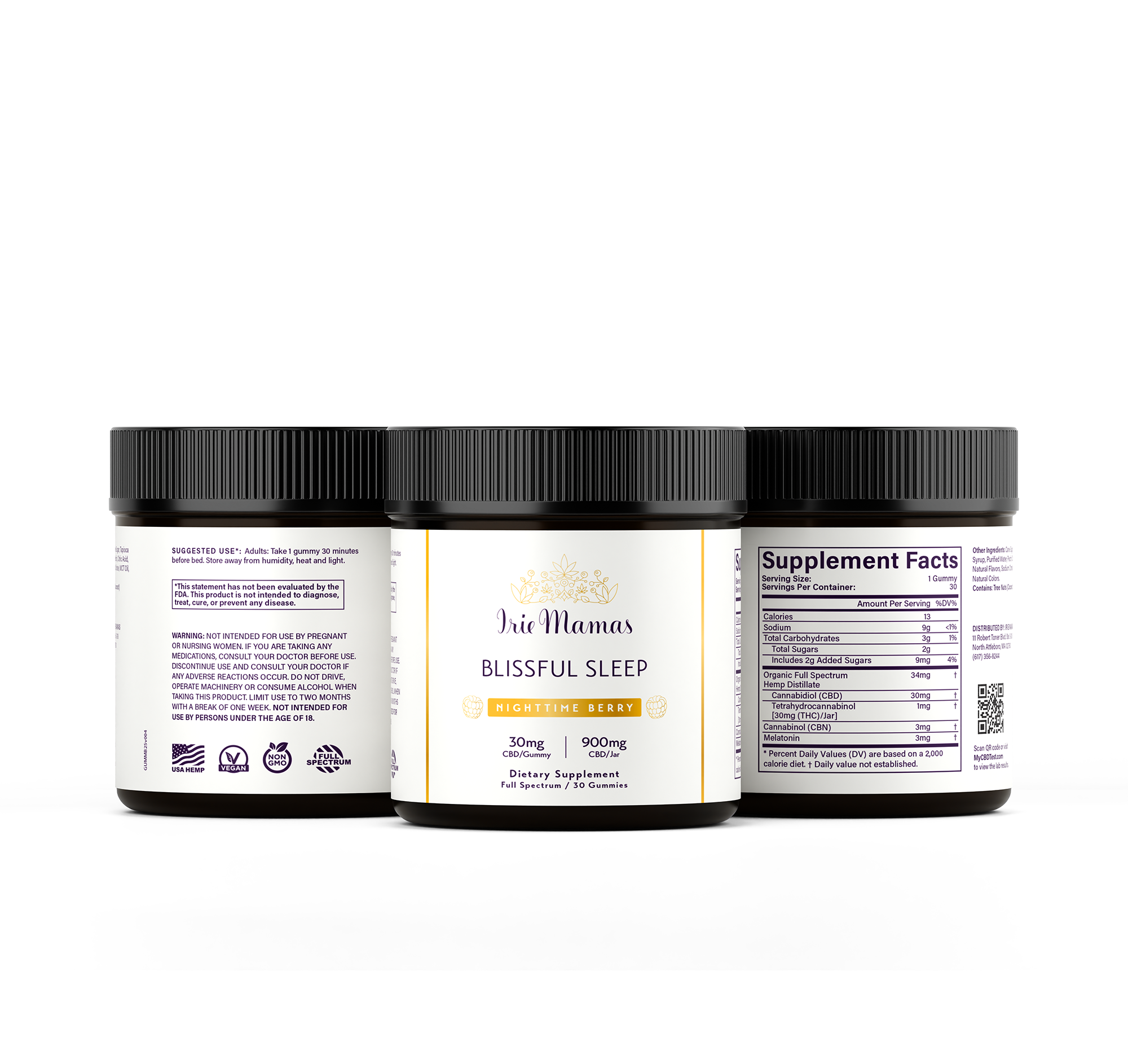 Blissful Sleep | Nighttime Berry Gummy, 30mg Premium CBD + 3mg CBN + 1mg THC